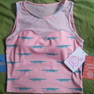 NWT Kortni Jeane Netted Sweetheart Top Alligator S